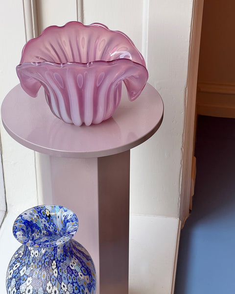 Vintage opal pink Murano shell bowl