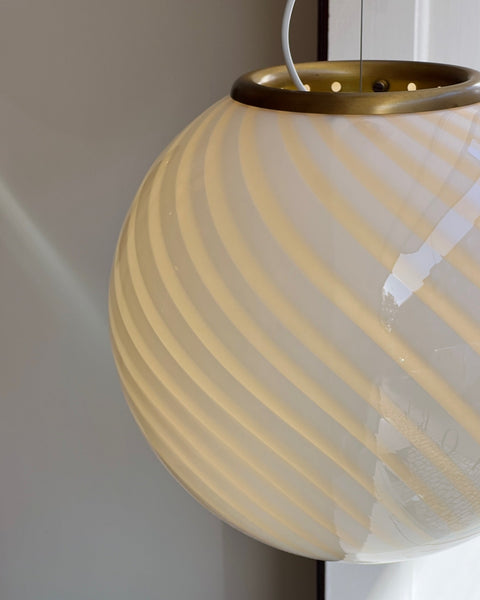 Vintage light yellow/cream swirl Murano ceiling lamp (D40)