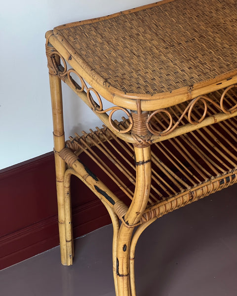 Vintage rattan console table