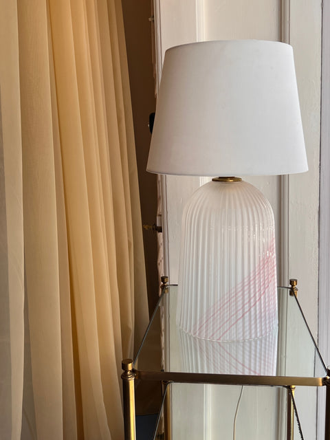 Vintage light pink/white swirl Murano table lamp (without shade)