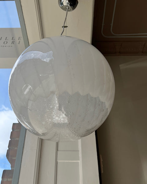Vintage white clear Murano ceiling lamp (D40)