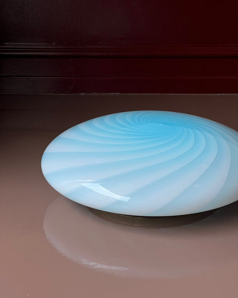 Vintage Murano light blue swirl ceiling/wall lamp (D35)