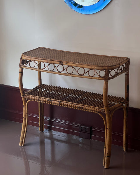 Vintage rattan console table