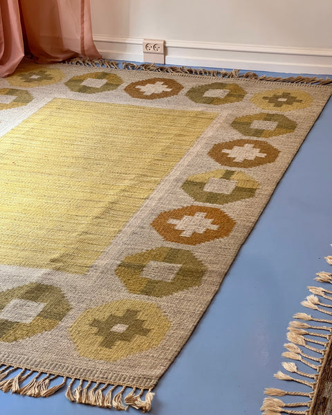 Vintage flat weave rug by Birgitta Södergren (BS)