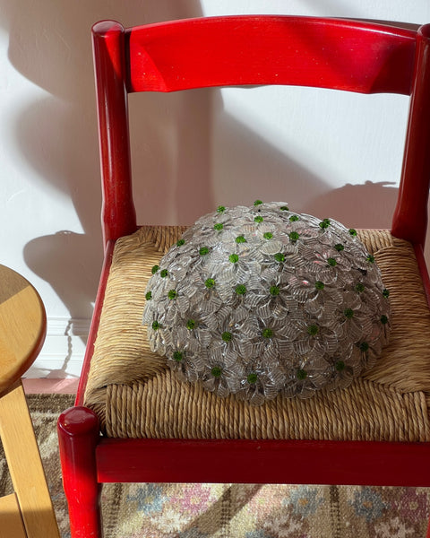 Vintage green/clear/golden Murano flower ceiling/wall lamp (D30)