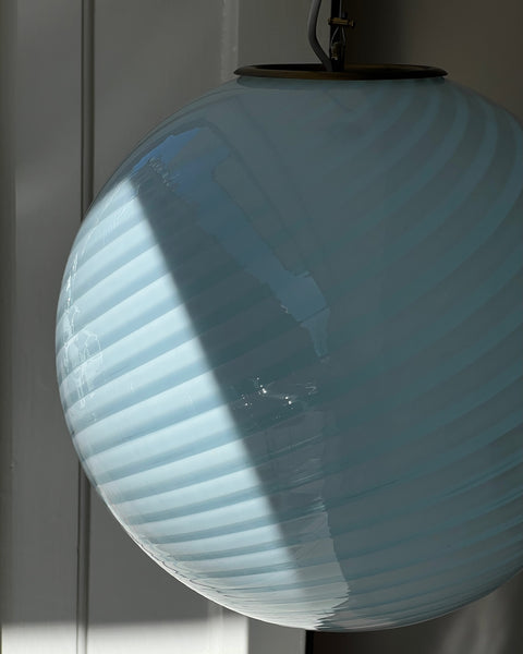 Vintage Murano light blue swirl ceiling lamp (D40)