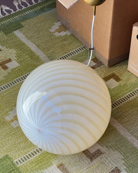 Vintage light yellow/cream swirl Murano ceiling lamp (D40)