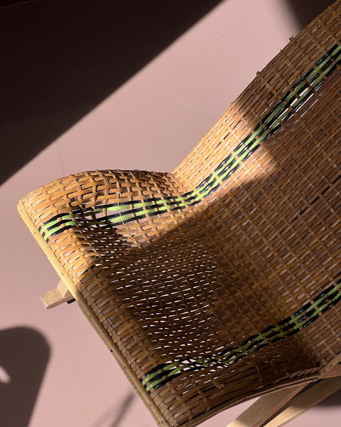 Vintage rattan footrest or magazine holder