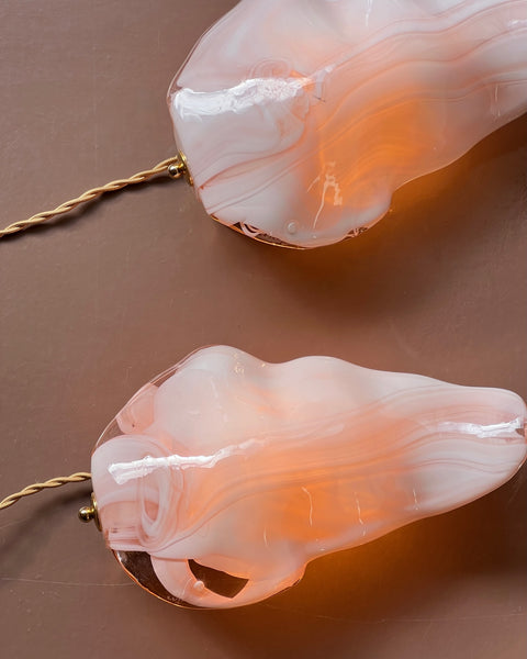 Vintage milky white/pink Murano wall lamps (2 available)