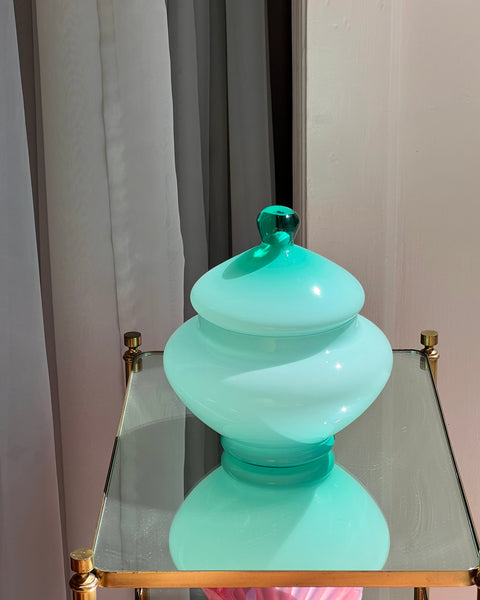 Vintage Murano opal green bonbonniere