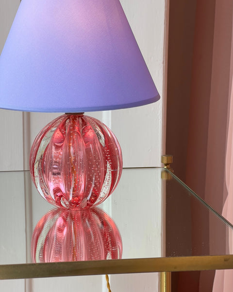 Vintage pink bubble Murano table lamp (with shade)