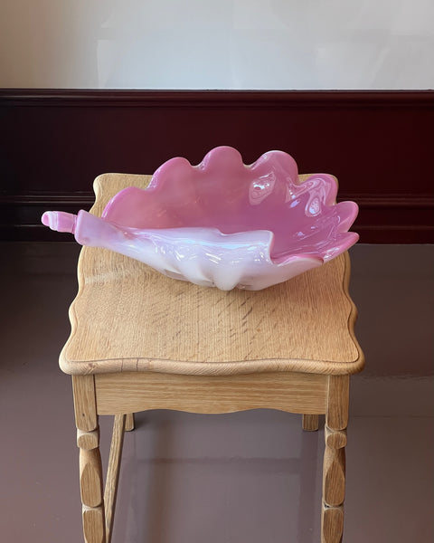 Large vintage opal pink Murano shell bowl