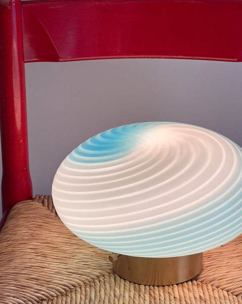 Vintage Murano blue/white swirl ceiling/wall lamp (D26)