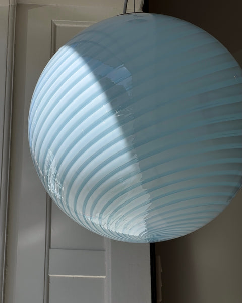 Vintage Murano light blue swirl ceiling lamp (D40)