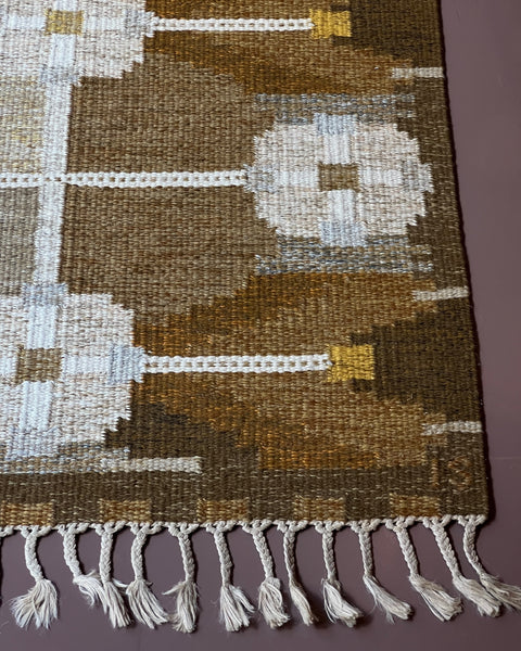 Vintage flat weave rug by Ingegerd Silow (IS)