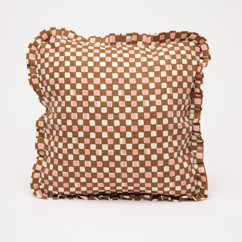 Faye ruffled cushion - Brown (Available upon request)