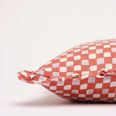 Faye ruffled cushion - Rust & Lilac (Available upon request)