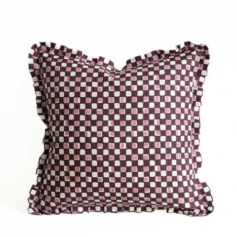 Faye ruffled cushion - Plum