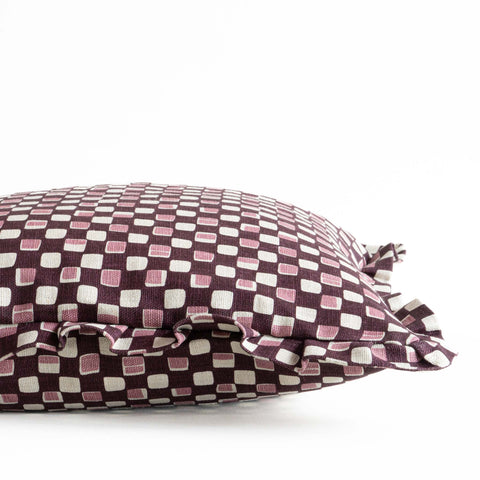 Faye ruffled cushion - Plum