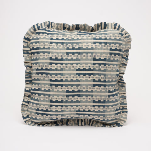 Marianne ruffled cushion - Indigo Natural