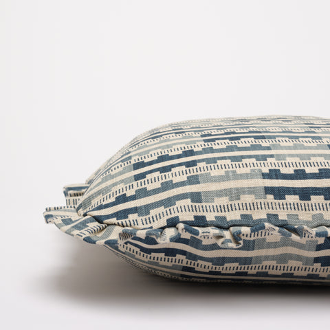 Marianne ruffled cushion - Indigo Natural