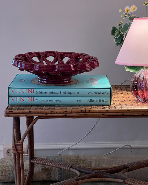 Vintage red ceramic basket