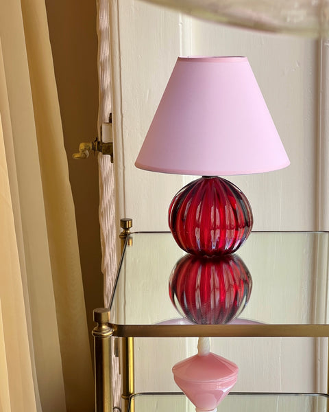 Vintage cherry red Murano table lamp (with shade)