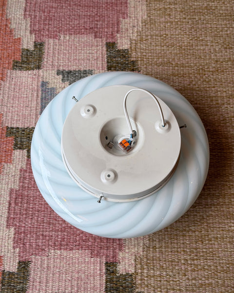 Vintage Murano light blue swirl ceiling/wall lamp (D38)