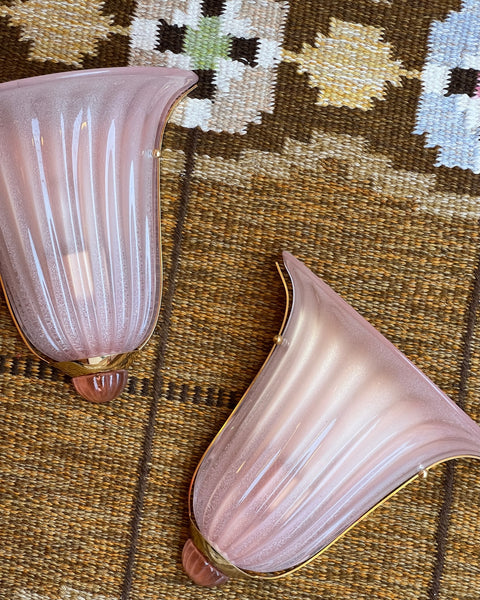 Vintage pink / shimmer Murano wall lamp