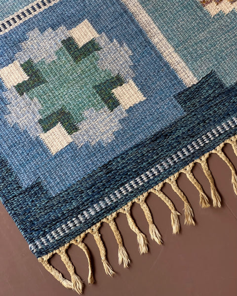 Vintage flat weave rug by Ingegerd Silow (IS)