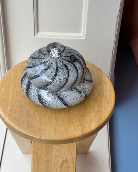 Vintage white / black swirl Murano bonbonniere