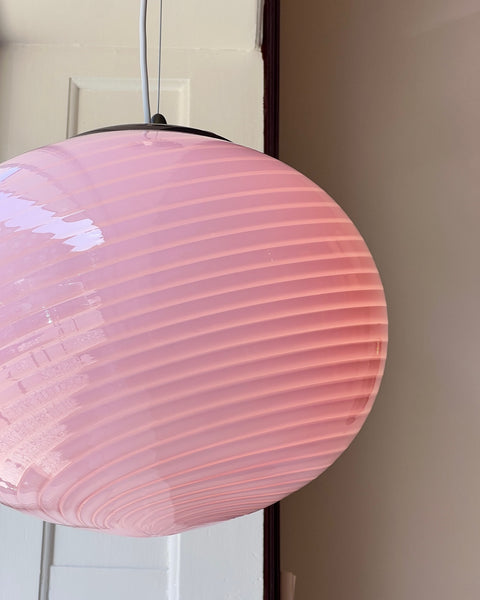 Vintage oval pink swirl Murano ceiling lamp (D40)