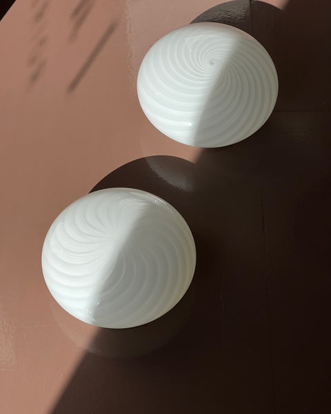 Vintage Murano white swirl ceiling/wall lamp (D24)