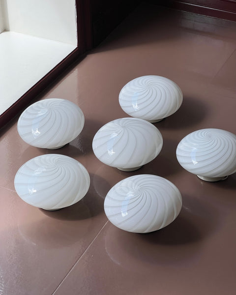 Vintage Murano white swirl ceiling/wall lamp (D24) (5 available)