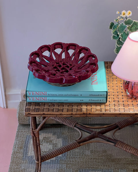 Vintage red ceramic basket