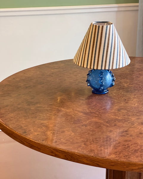 Vintage blue glass table lamp (incl. lampshade)