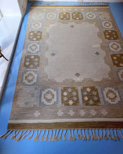 Vintage flat weave rug by Anna Johanna Ångström (Å)