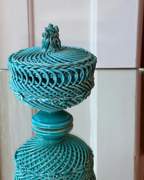 Ceramic turquoise flower bonbonniere