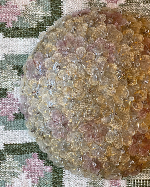 Vintage pink/clear/golden Murano flower ceiling/wall lamp (D46)