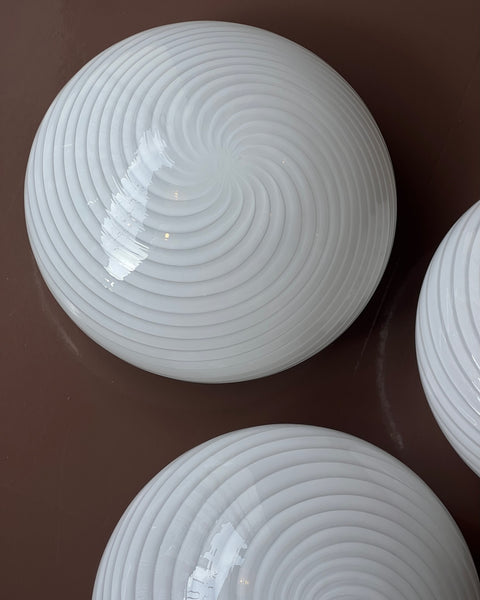 Vintage Murano white swirl ceiling/wall lamp (D36) (2 available)