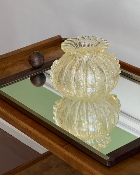 Vintage golden / clear Murano vase