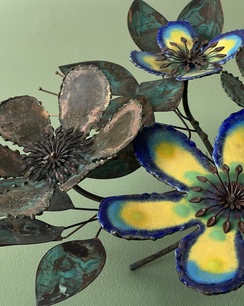 Vintage Curtis Jere enamel flower wall sculpture