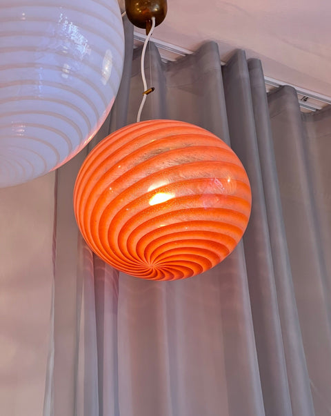 Vintage Murano orange/pink swirl ceiling lamp (D33)