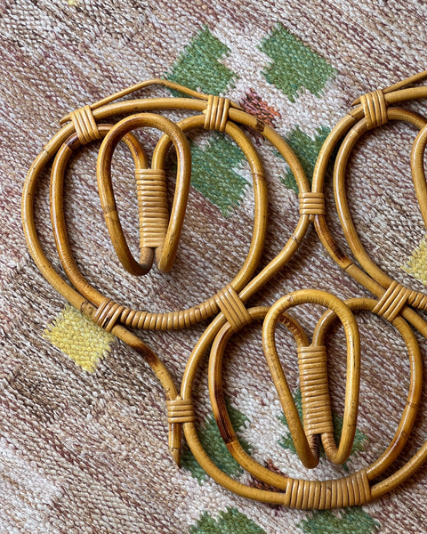 Vintage rattan coat rack
