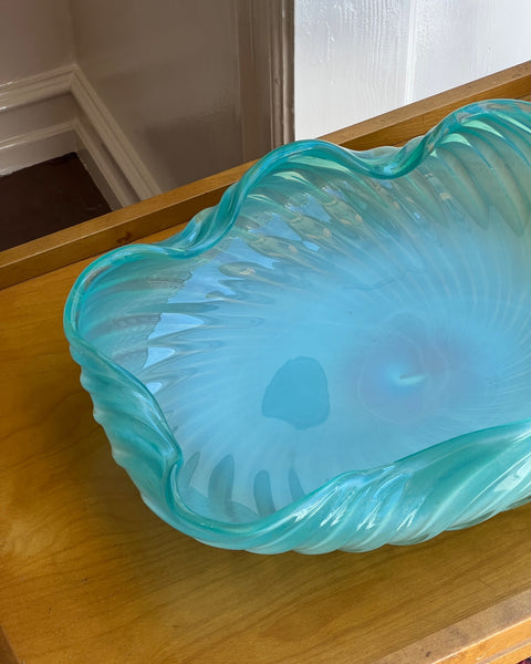 Large vintage blue Murano dish
