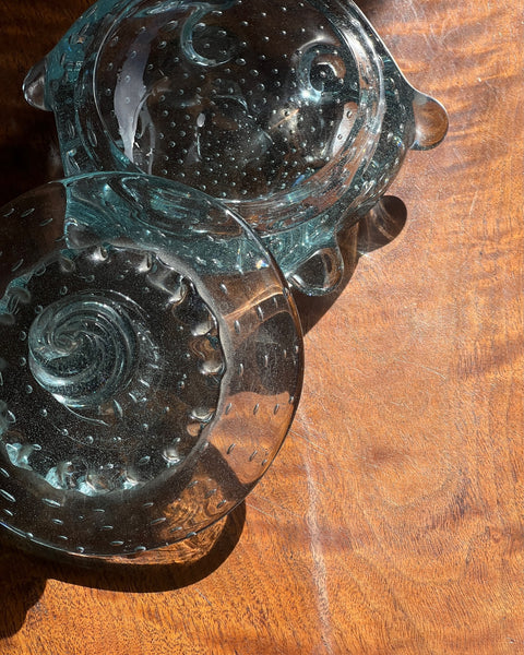 Vintage clear / light blue Murano bonbonniere