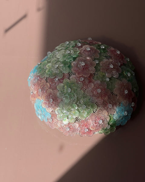 Vintage green/pink/blue Murano flower ceiling/wall lamp (D34)