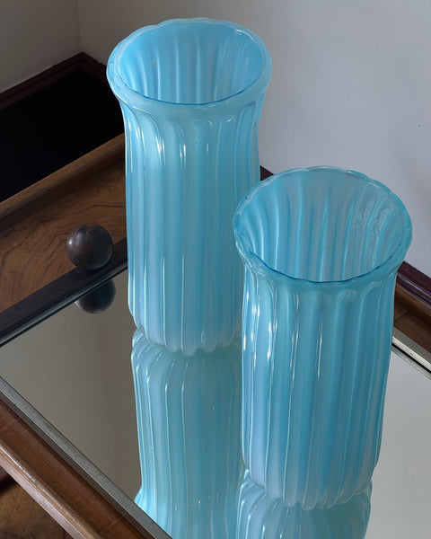 Vintage opal blue Murano vase (2 available)