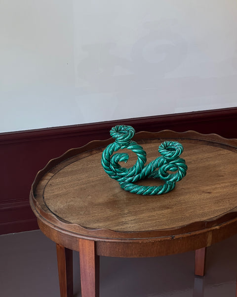 Vintage green twisted ceramic candle holder