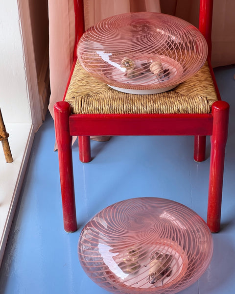 Vintage Murano pink/clear ceiling/wall lamp (D38)